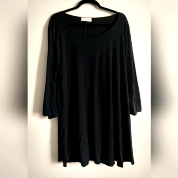 LORACE Sz 2X BLACK 3/4 SLEEVE TUNIC SWING TANK - Picture 3 of 5